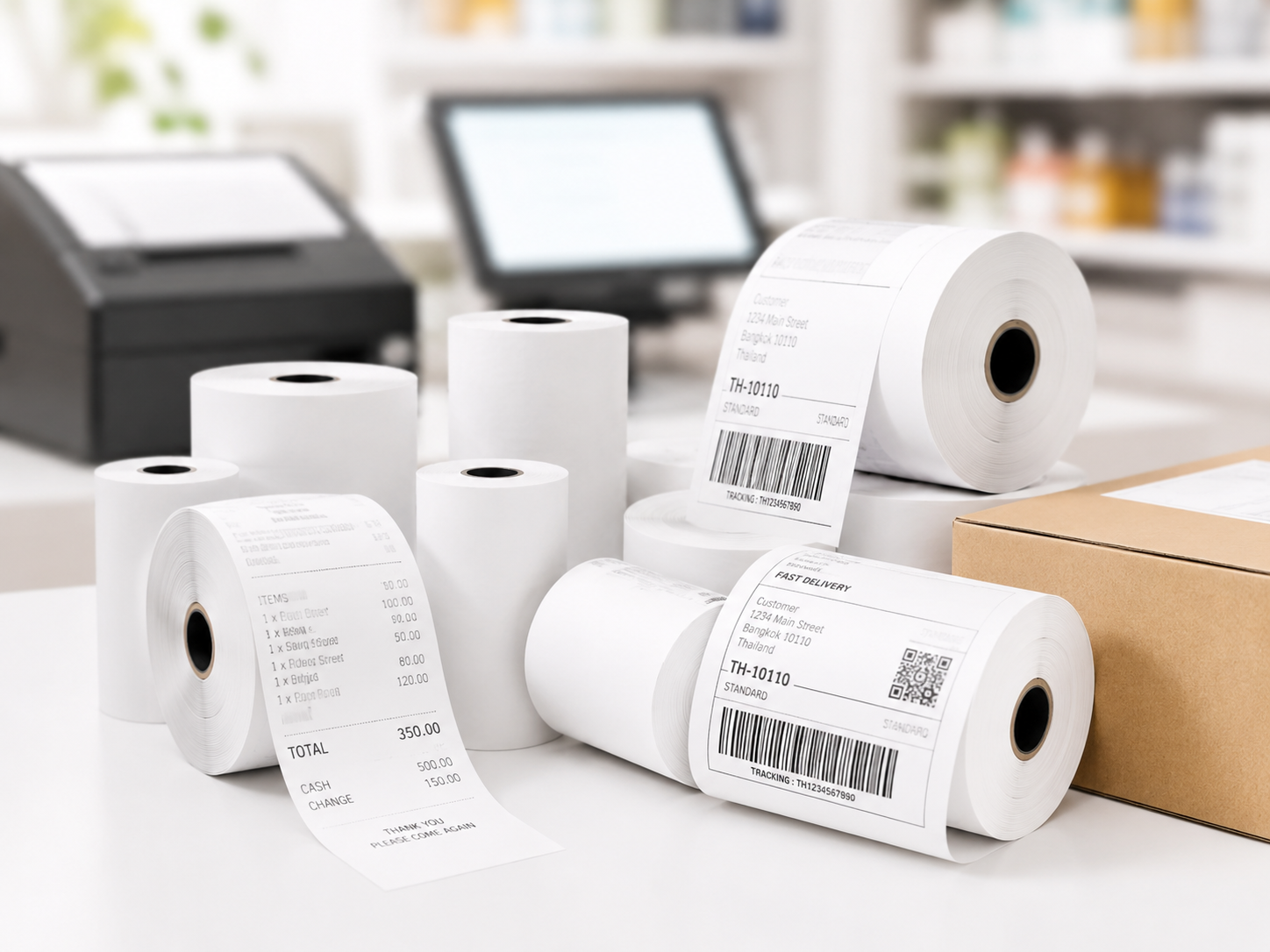 กระดาษความร้อน กระดาษใบเสร็จ กระดาษ POS ราคาส่งจากโรงงาน